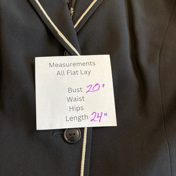 Due Per Due Women's Blazer Jacket Black w/White pin Stripe Silk Lined Size 10 - Picture 6 of 9